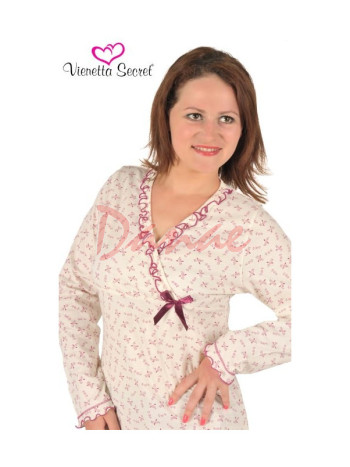 Dámske pyžamo dlhé Vienetta - Kvietky M-2XL