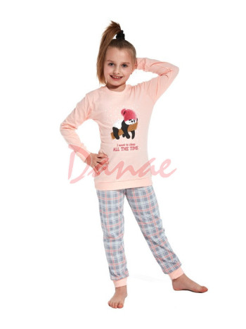 Detské pyžamo s patentom - Panda v čiapočke - ružová