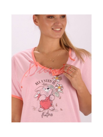Materský komplet so Zajačikom - nočná košeľa a župan - ružová