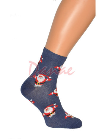 Mikuláš - dámske ponožky s vianočným motívom - modrá