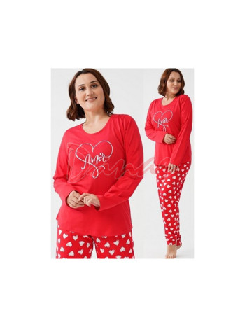 Amor - dámske pyžamo so srdiečkami nadmerné
