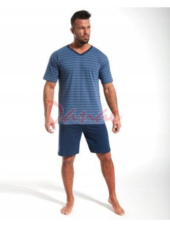 Pánske pyžamo krátke Cornette - Prúžky - modrá