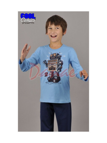Chlapčenské pyžamo Vienetta dlhé - Robot - modrá