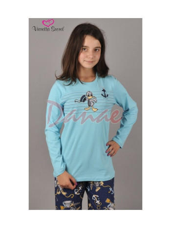 Dievčenské pyžamo Káčer - s patentom - tyrkysová