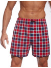 Bavlnené pánske trenky Comfort káro - červená/modrá