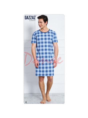 Károvaná pánska nočná košeľa Gazzaz Indigo svetlomodrá