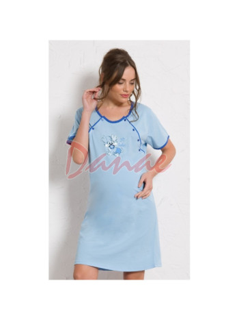 Nočná košeľa na kojenie - šteniatko s dudlíkom - modrá
