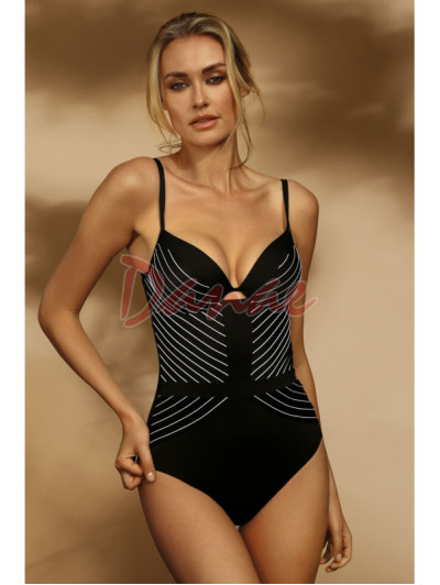 Celé plavky s push-up košíkmi F28 čierne