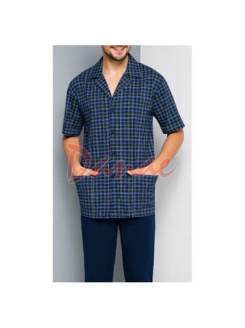 Kárované pánske pyžamo - na gombíky