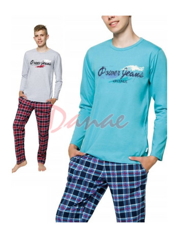 Chlapčenské dlhé pyžamo Power - káro nohavice