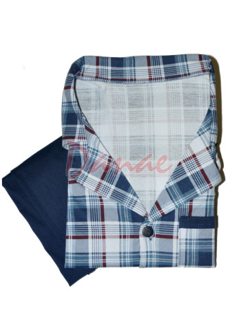 Pánske kárované pyžamo na gombíky Cornette 114 - modrá