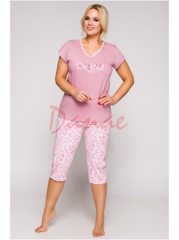Dámske trojštvrťové pyžamo Nice - nadmerné - ružová