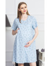 Materská nočná košeľa s otvormi na dojčenie - Plameniaci - modrá