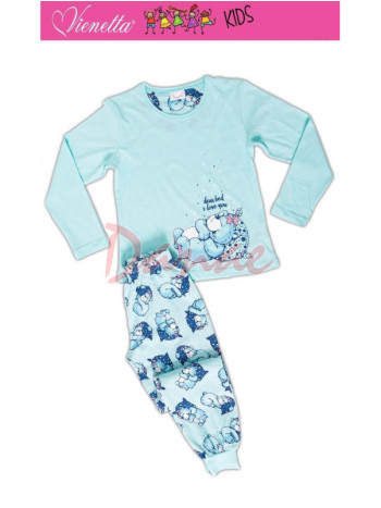 Detské pyžamo dlhé - Spiaci medvedík - modrá
