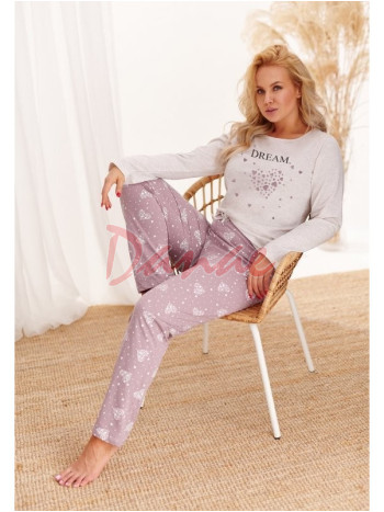 Dámske pyžamo s nápisom Dream - smotanová/ružová