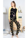 Emoticon - dámske pyžamo so smajlíkom - čierna / žltá