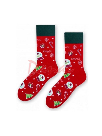 Snežítko so snehuliakom - sviatočné ponožky - červená
