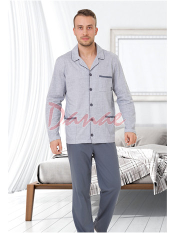 Pánske pyžamo na rozopínanie na gombíky MMax - šedé