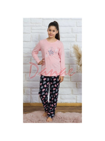 Detské dlhé pyžamo s korytnačkou - ružové