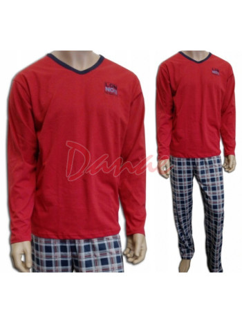 Pánske bavlnené pyžamo London - červená