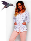 Kolibrík - dlhé dámske pyžamo na rozopínanie