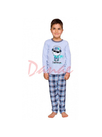 Chlapčenské pyžamo - Kocúr so slúchadlami - modrá