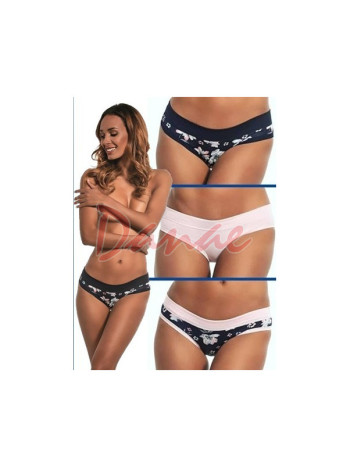 3 pack dámske vzorované nohavičky Flowers