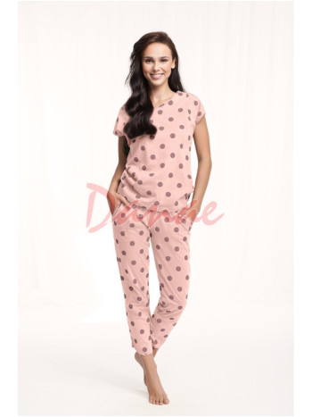 Dámske pyžamo s bodkami - ružová