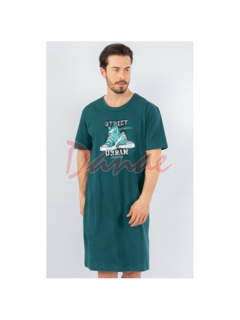 Street - pánska nočná košeľa s krátkym rukávom - zelená