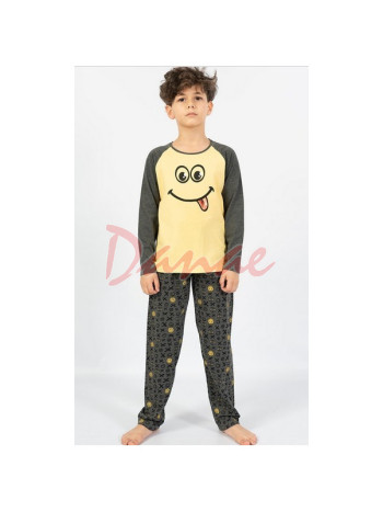 Smile - chlapčenské dlhé pyžamo s úsmevom - žltá