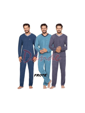Teplé pánske froté pyžamo jednofarebné