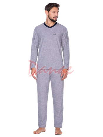 Jednofarebné teplé pánske froté pyžamo - šedá
