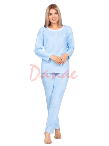 Dámske froté pyžamo s výšivkou - Sweet - modrá