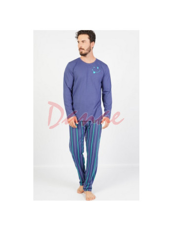 Pánske pyžamo - Emoticon - s malým smajlíkom - modré