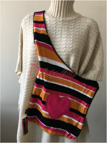 Originálna pletená taška cez rameno - Srdce - oranžová/ružová