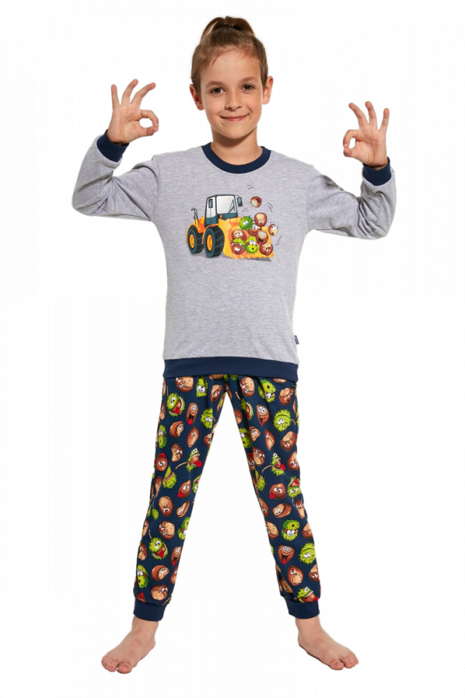 Pyžamo pre chlapcov - buldozér a gaštany