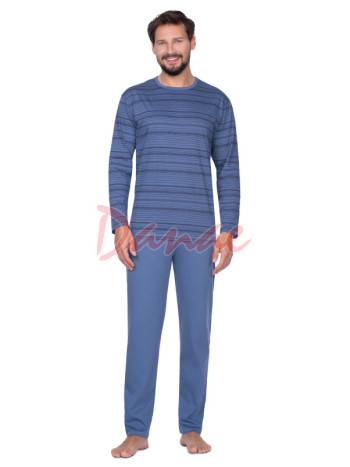 Klasické pánske bavlnené pyžamo prúžkované - modrá