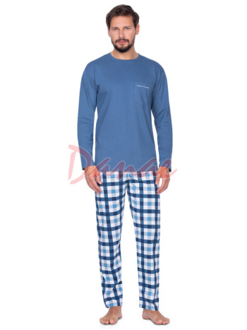 Dlhé pánske pyžamo - kárované nohavice