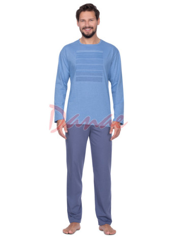 Pohodlné bavlnené pánske pyžamo - modrá