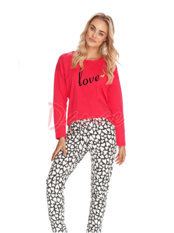 Dream Love - dámske pyžamo so srdiečkami - červená