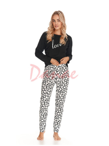 Dream Love - dámske pyžamo so srdiečkami - čierna