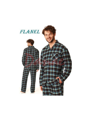 Teplé flanelové pyžamo na gombíky - do 4XL