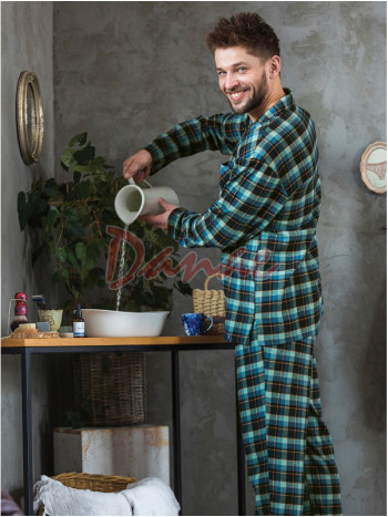 Pánske flanelové pyžamo s rozopínaním na gombíky