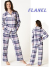 Teplé flanelové pyžamo Key - dámske - kárované