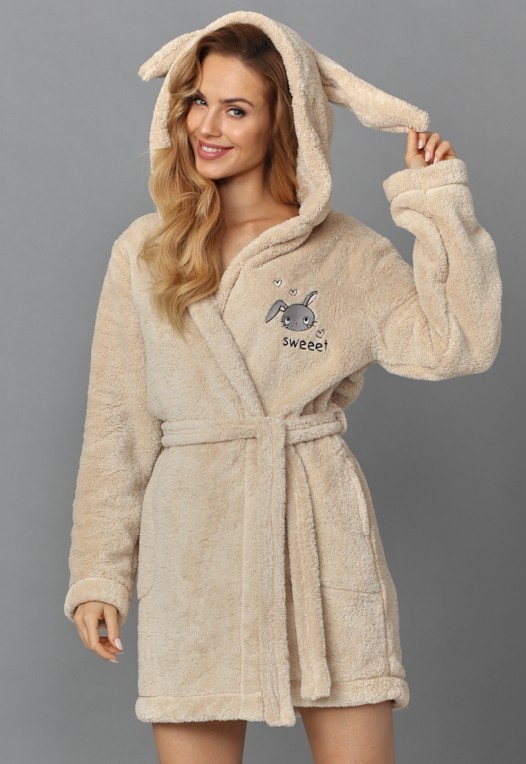 Dámsky župan s uškami zajačika Sweet Bunny svetlohnedá