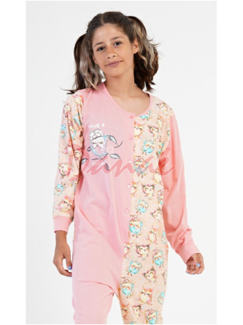 Detský overal so sovičkami Have a nice day ružová