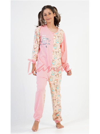 Detský overal so sovičkami Have a nice day ružová