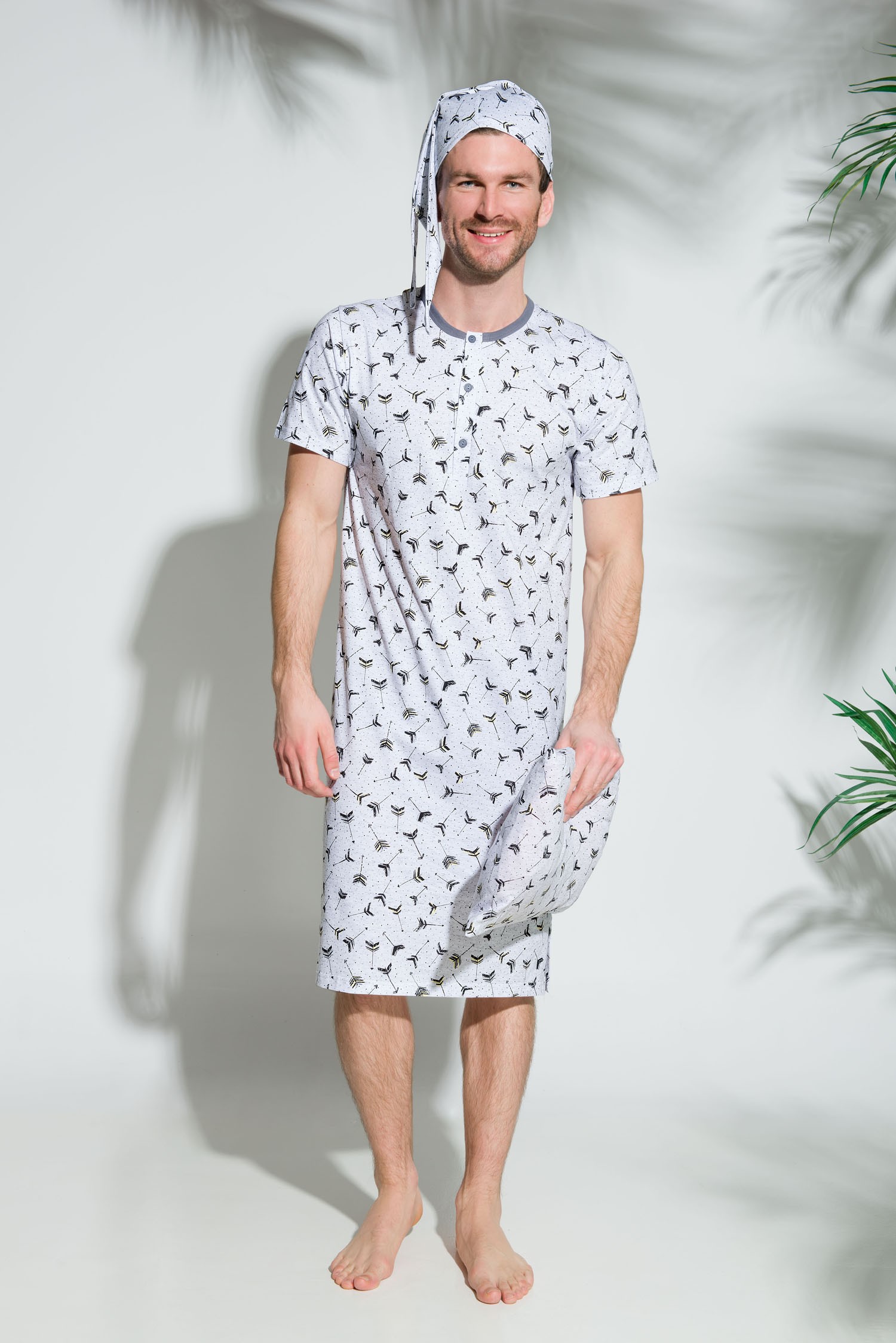 Pánska nočná košeľa na gombíky Taro Filip šedá