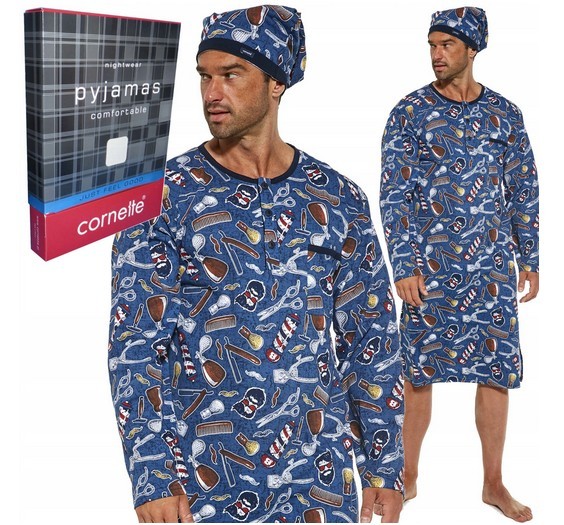 Pánska nočná košeľa s čiapkou na spanie Barber