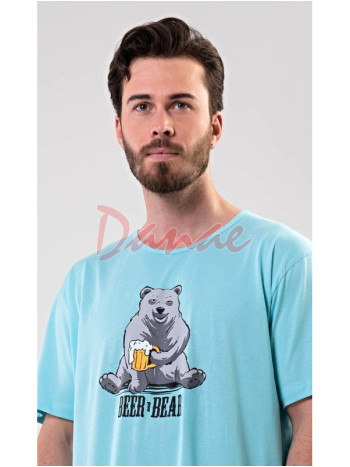 Pánska nočná košeľa krátky rukáv Medveď a pivo